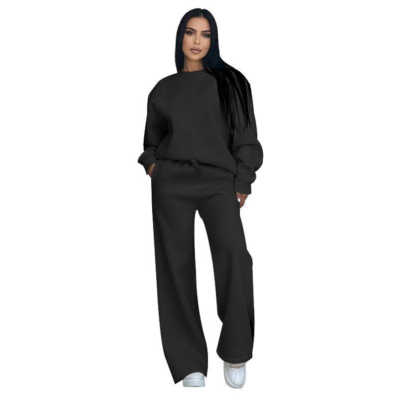 🌸Spring Specials🌸 Fashion Solid Color Loose Round Neck Long Sleeve Top & Pants (2-Piece Set) - Image 14