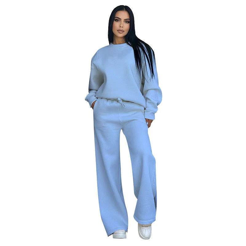 🌸Spring Specials🌸 Fashion Solid Color Loose Round Neck Long Sleeve Top & Pants (2-Piece Set) - Image 15