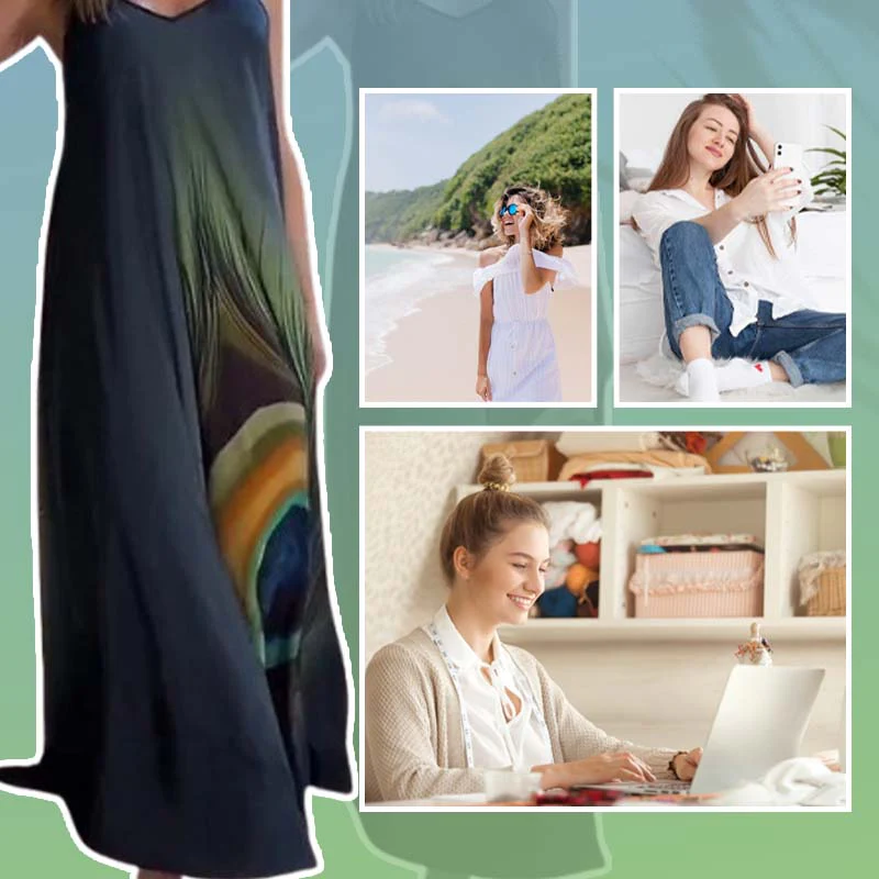 Floral Loose Fit Spaghetti Strap Maxi Dress - Image 7