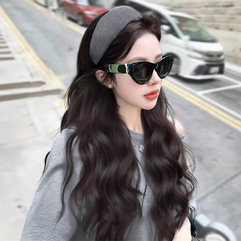 Full Head Wig Set with Removable Gray Headband - Image 7