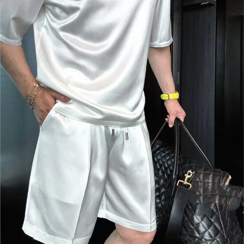 ⏳55% OFF🔥High Quality Men's Mercerized Cotton Casual Solid Color Top and Shorts Two-Piece Set【Loose fit, suitable for all occasions】 - Image 4