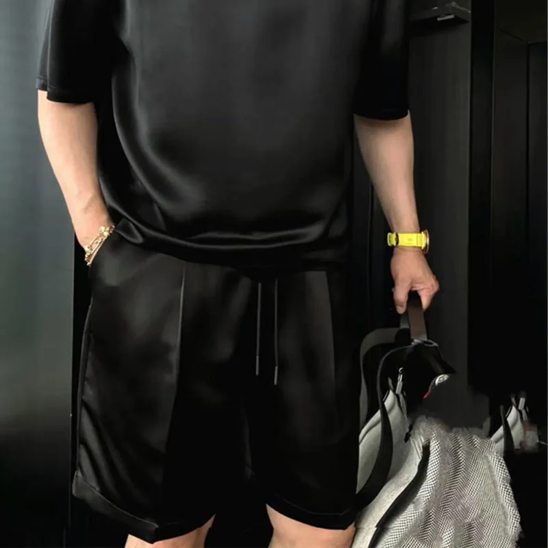⏳55% OFF🔥High Quality Men's Mercerized Cotton Casual Solid Color Top and Shorts Two-Piece Set【Loose fit, suitable for all occasions】 - Image 5