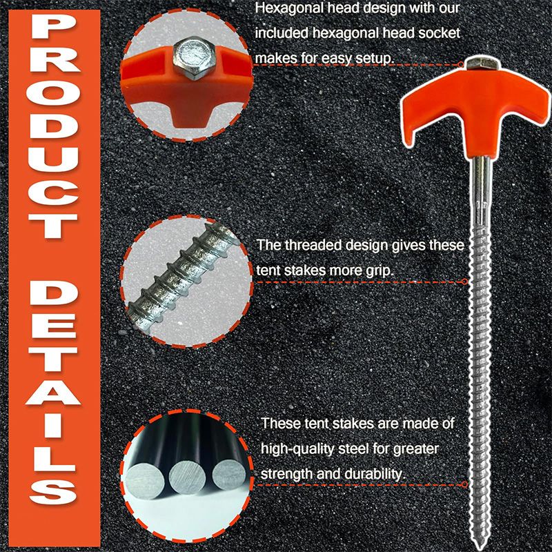 ✈️8" Screw-in Tent Stakes Ground Anchors - Image 4