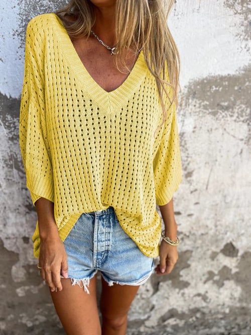 V-neck Hollow Knitted Top🍀 - Image 4