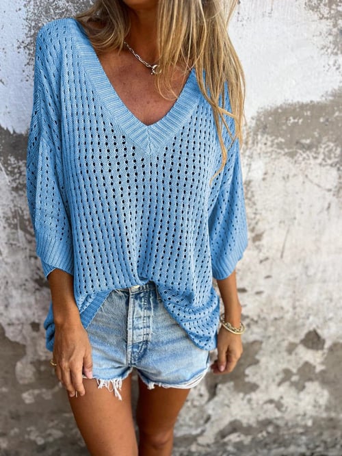 V-neck Hollow Knitted Top🍀 - Image 5
