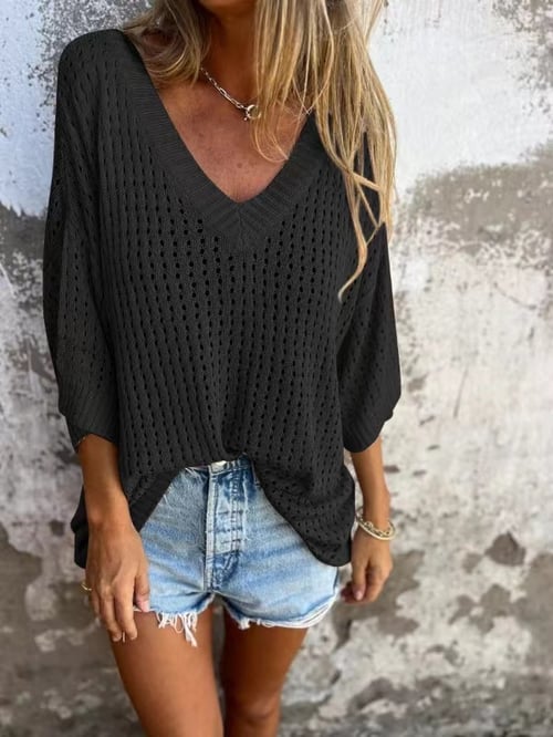 V-neck Hollow Knitted Top🍀 - Image 6