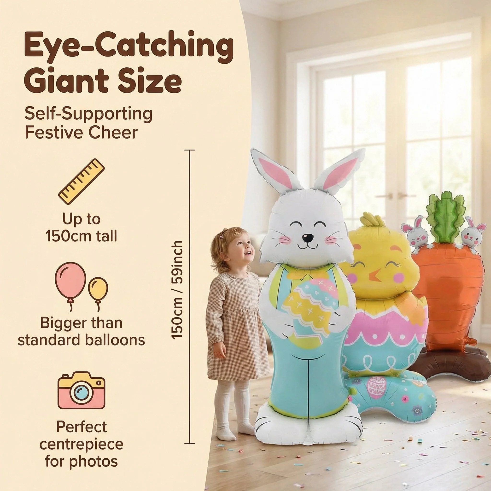 🎁Easter Early Bird Sale🐰Giant 3D Standing Bunny Balloon Self-Supporting Festive Cheer - Image 6