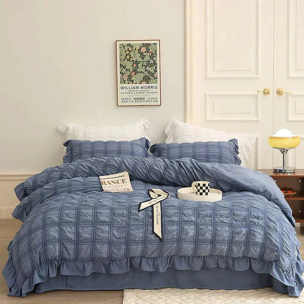 ✨2025 Hot Sale✨Icy Seersucker Summer Cool Quilt Lace 4-piece Set - Image 10