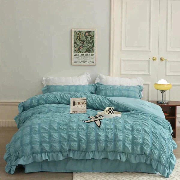 ✨2025 Hot Sale✨Icy Seersucker Summer Cool Quilt Lace 4-piece Set - Image 11