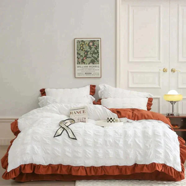 ✨2025 Hot Sale✨Icy Seersucker Summer Cool Quilt Lace 4-piece Set - Image 12