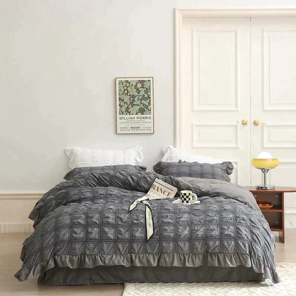✨2025 Hot Sale✨Icy Seersucker Summer Cool Quilt Lace 4-piece Set - Image 13