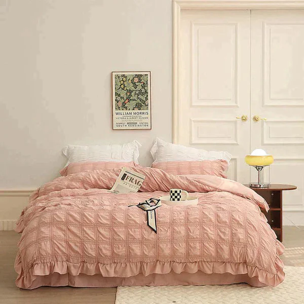 ✨2025 Hot Sale✨Icy Seersucker Summer Cool Quilt Lace 4-piece Set - Image 14