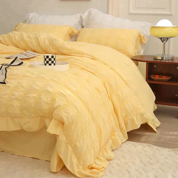 ✨2025 Hot Sale✨Icy Seersucker Summer Cool Quilt Lace 4-piece Set - Image 2