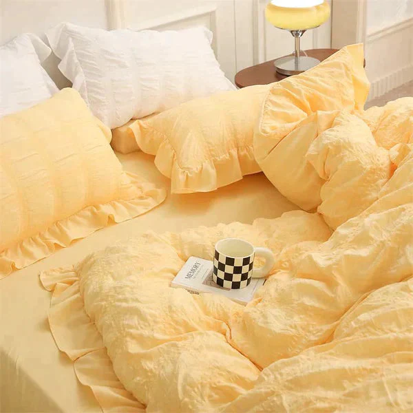 ✨2025 Hot Sale✨Icy Seersucker Summer Cool Quilt Lace 4-piece Set - Image 7