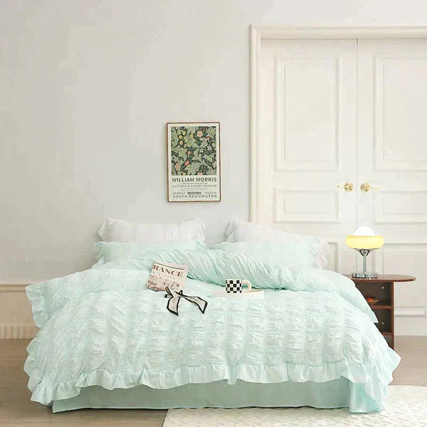 ✨2025 Hot Sale✨Icy Seersucker Summer Cool Quilt Lace 4-piece Set - Image 9