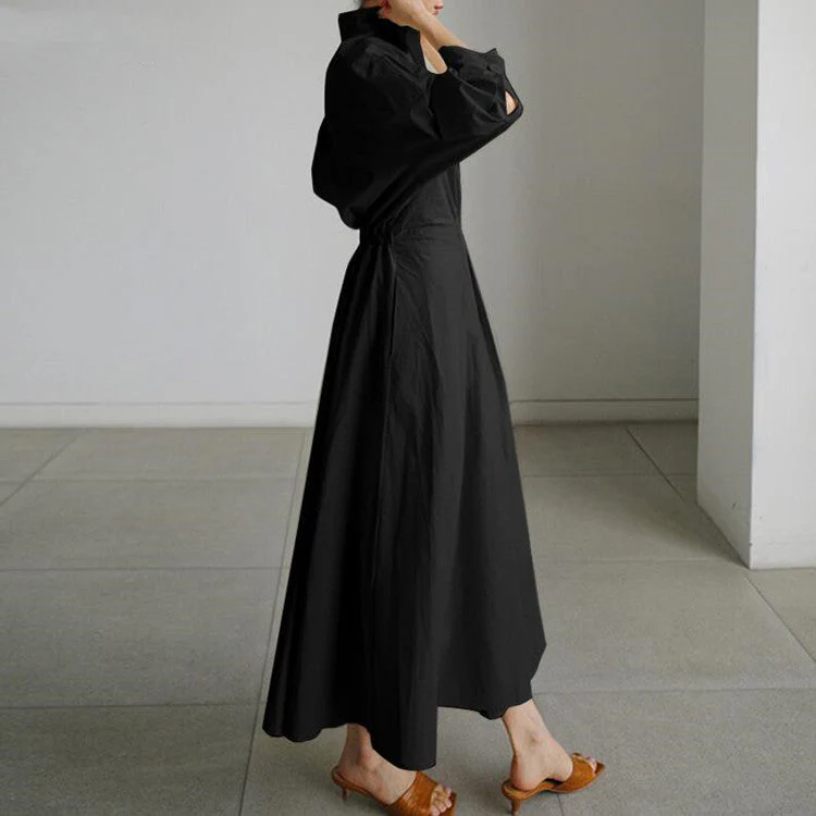 💥2025 New  Hot Sale💕Women's Plain Cotton Lapel Shirt Wrap Dress - Image 11