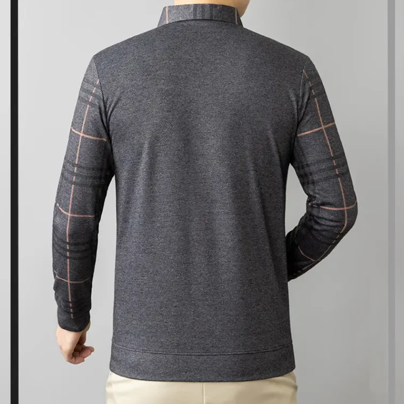 Men's Lapel Faux Two-Piece Warm Top - Image 7