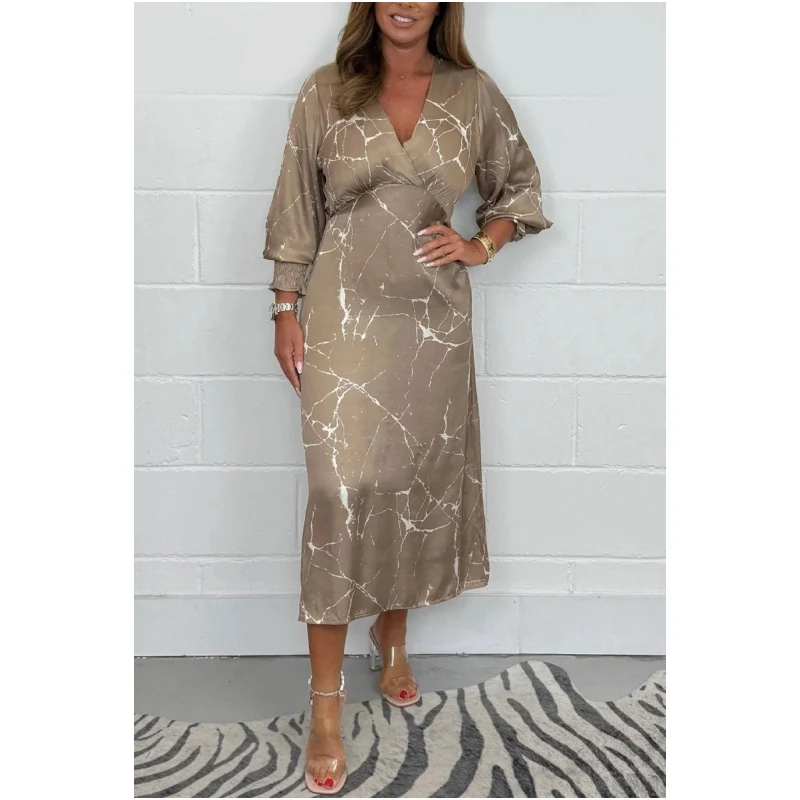 🌴Summer Specials🥰V-Neck Long Sleeve Midi Dress - Image 3