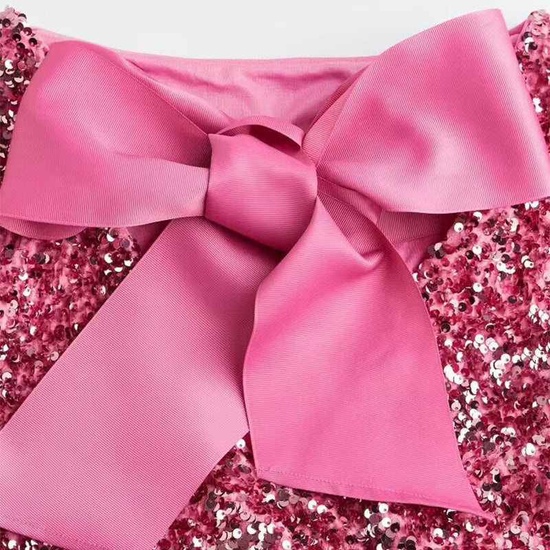 🎀Dance All Night Sequin Back Tie Up Bow Loose Mini Cute Dress🎀 - Image 8