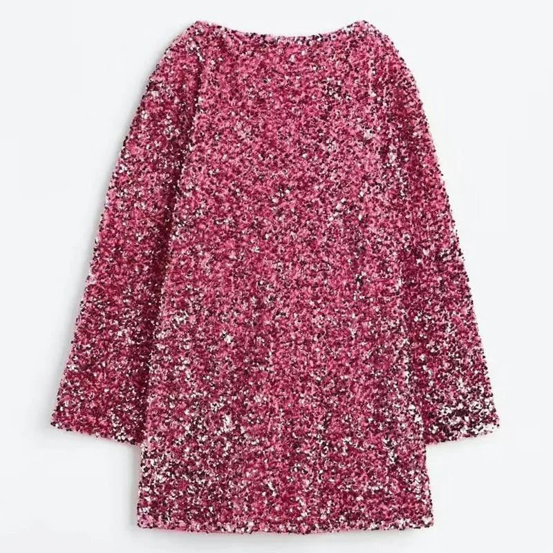 🎁Gift Choice - Long Sleeve Loose Sequined Tie-back Dress - Image 17
