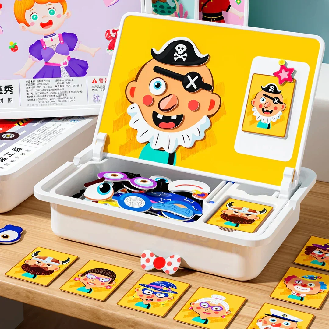 🔥Halloween Early Bird Sale🎉 Magnetic Puzzle Dress-Up Game Children's Double-Sided Educational Toy Portable Preschool Learning Toy