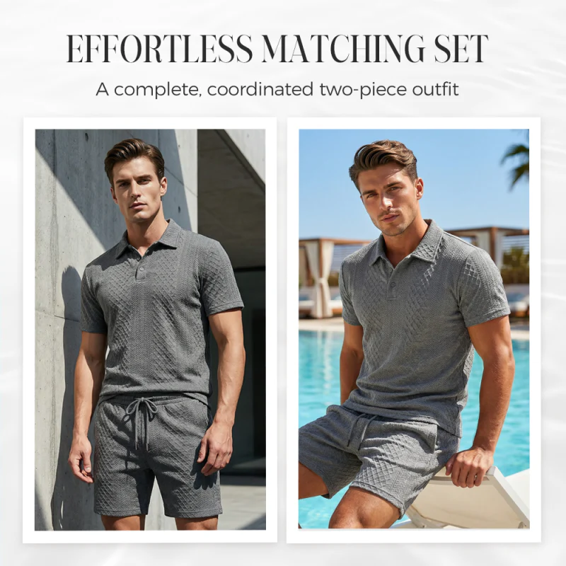 💞50K+ SOLD!💥🩳Men's Diamond Print 2-Piece Set – Ready in seconds! Soft, breathable top with easy shorts. No fuss, just style. Perfect for garden BBQs or coffee dates. - Image 5