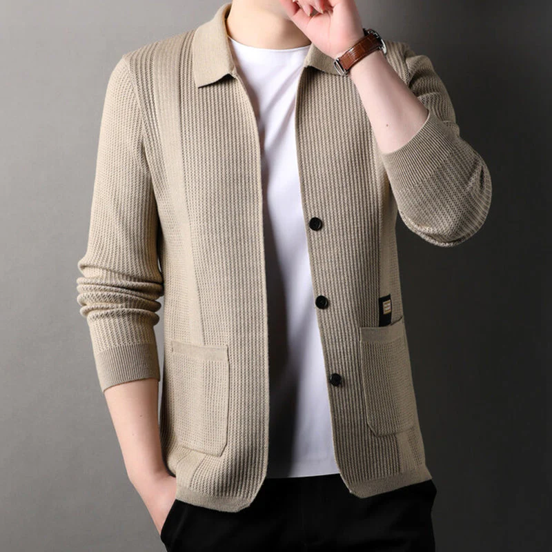 🔥New products in 2024🔥Men's Lapel Knitted Long Sleeve Coat - Image 4