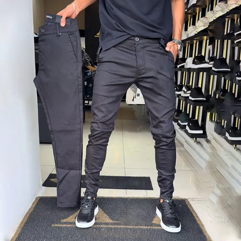 Men’s Slim-Fit Casual Solid Color Pants - Image 2