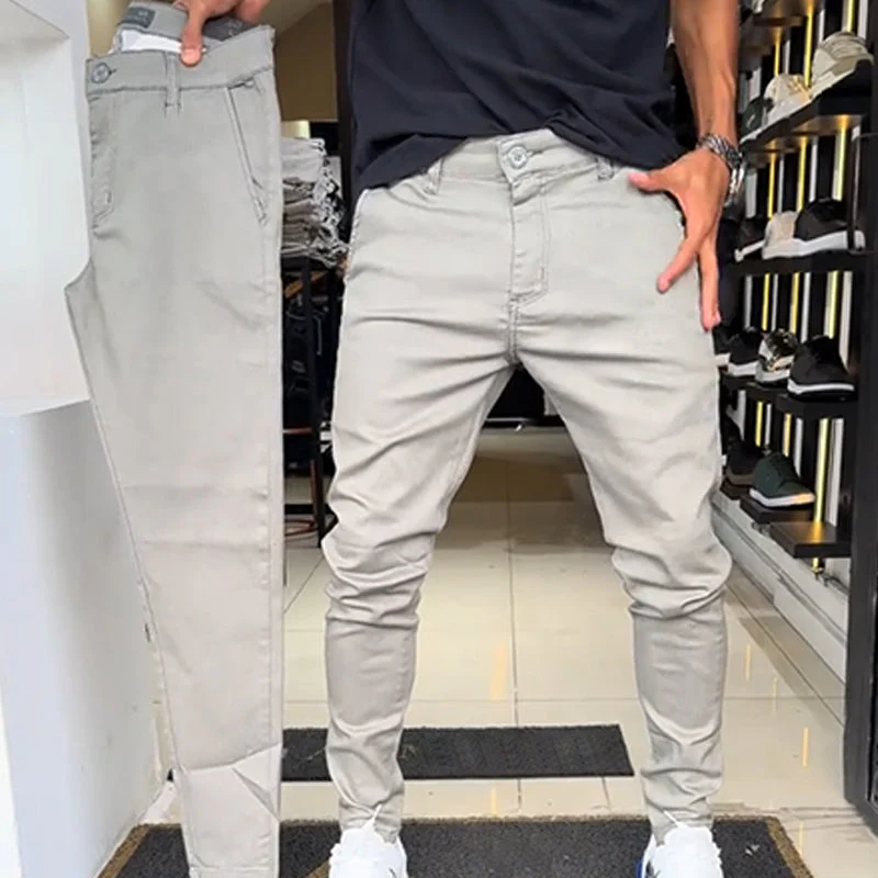 Men’s Slim-Fit Casual Solid Color Pants - Image 3