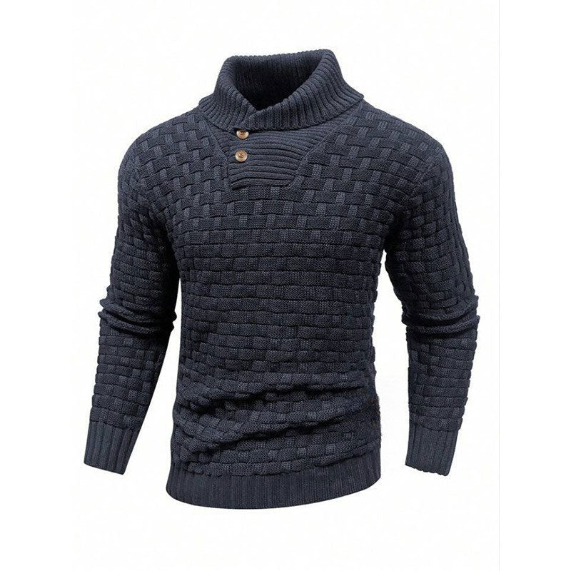 Men’s Textured Stand Collar Pullover Sweater - Image 10