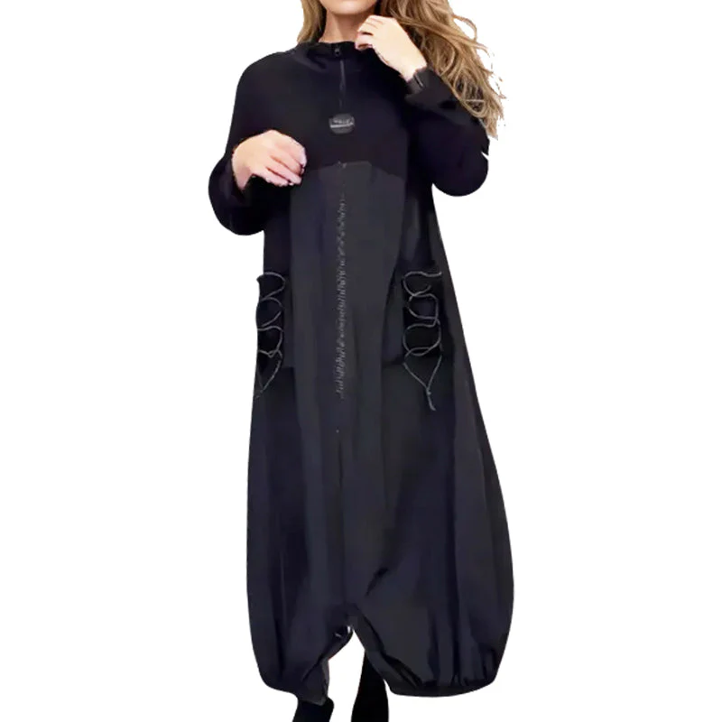 🎅Xmas Sales - 50% OFF🎄Mockneck Long Sleeve Dress with Drawstring - Image 10