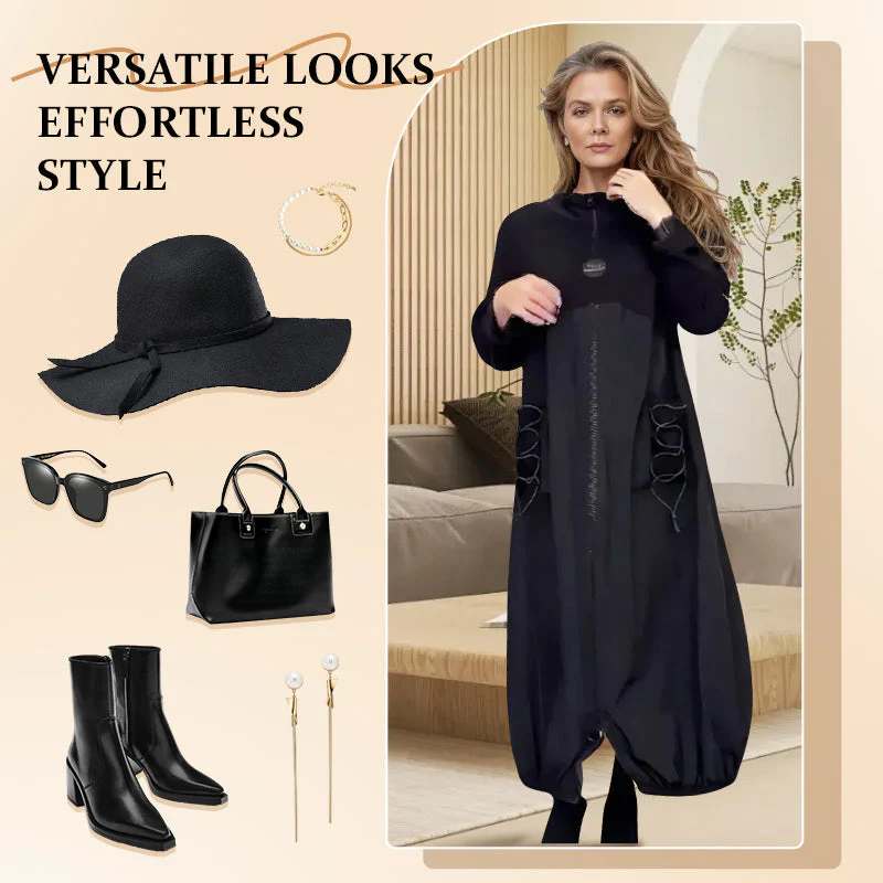 🎅Xmas Sales - 50% OFF🎄Mockneck Long Sleeve Dress with Drawstring - Image 2