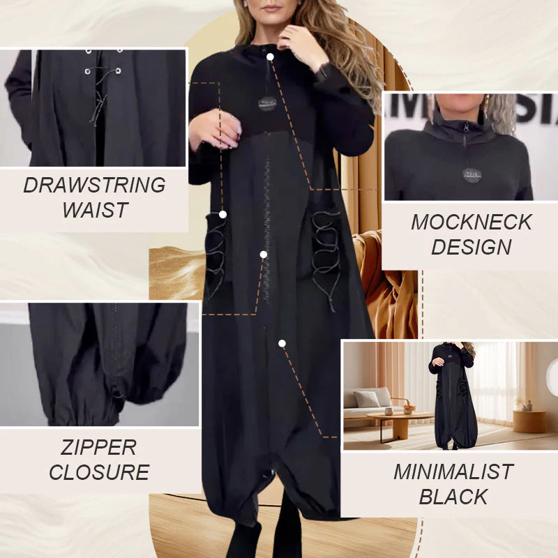 🎅Xmas Sales - 50% OFF🎄Mockneck Long Sleeve Dress with Drawstring - Image 3