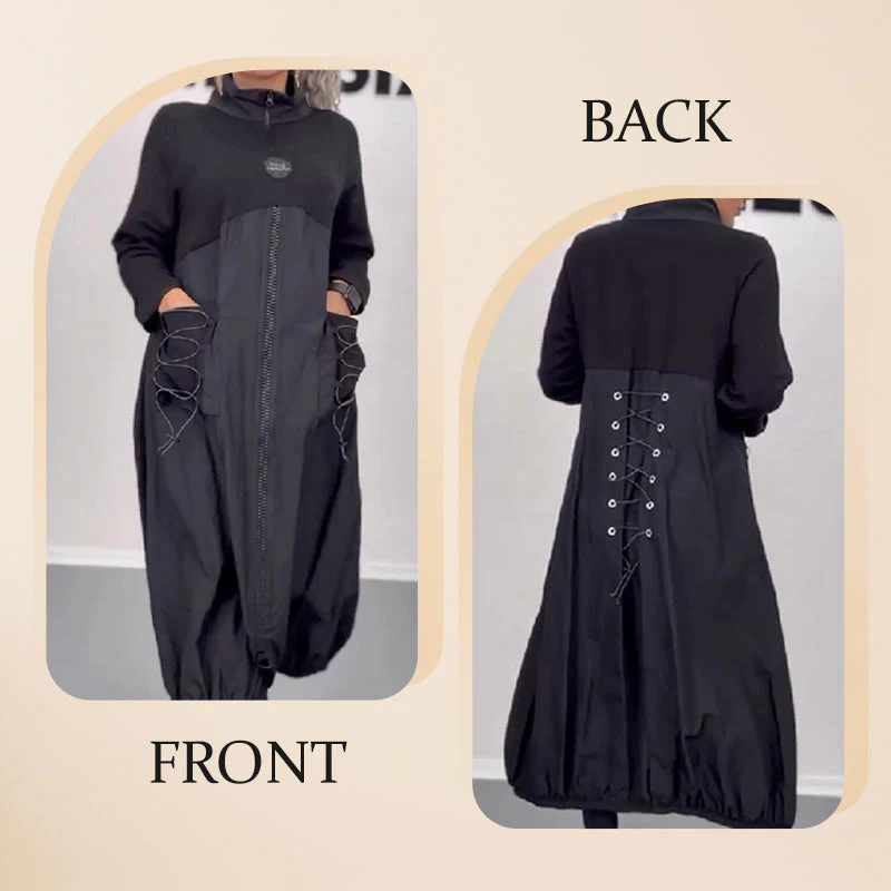 🎅Xmas Sales - 50% OFF🎄Mockneck Long Sleeve Dress with Drawstring - Image 4