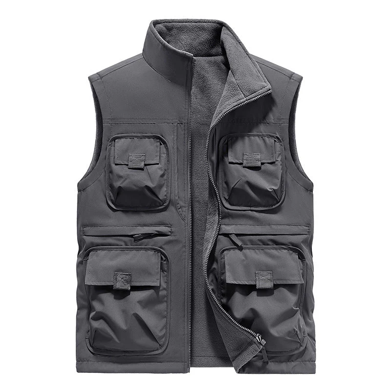 Casual Padded Reversible Multi-Pocket Vest - Image 11