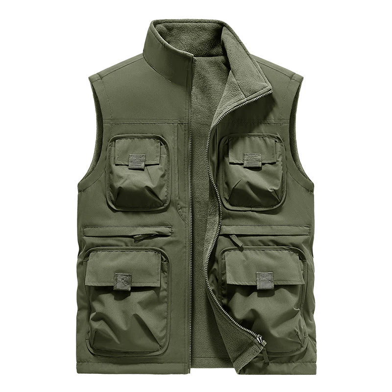 Casual Padded Reversible Multi-Pocket Vest - Image 15