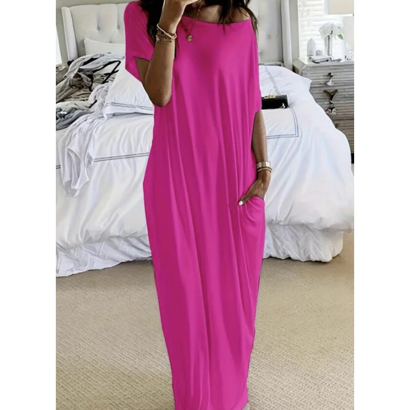 🔥Last Day Special 49% OFF💃Women's Off-Shoulder Batwing Sleeve Maxi Lounge Dress - Image 5