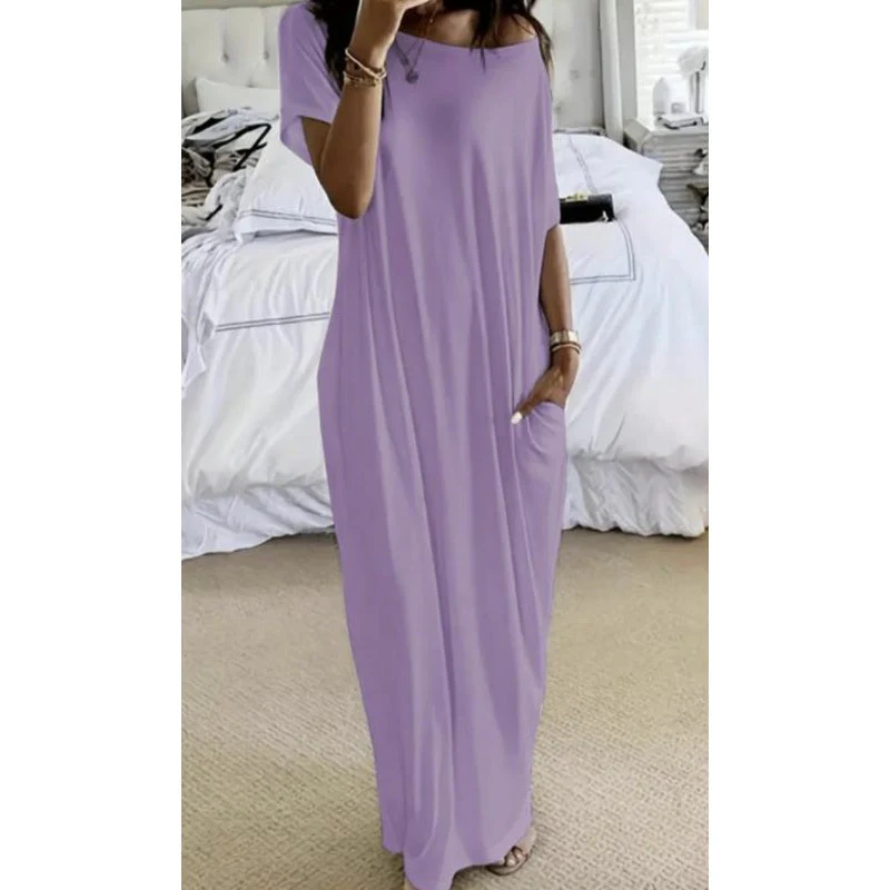 🔥Last Day Special 49% OFF💃Women's Off-Shoulder Batwing Sleeve Maxi Lounge Dress - Image 6