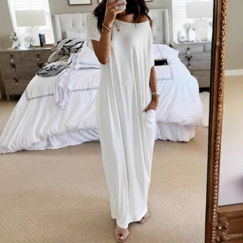 🔥Last Day Special 49% OFF💃Women's Off-Shoulder Batwing Sleeve Maxi Lounge Dress - Image 7
