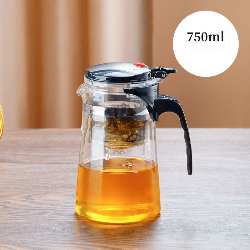One-Click Glass Teapot with Removable Infuser Strainer - Image 10