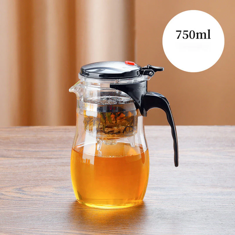 One-Click Glass Teapot with Removable Infuser Strainer - Image 11