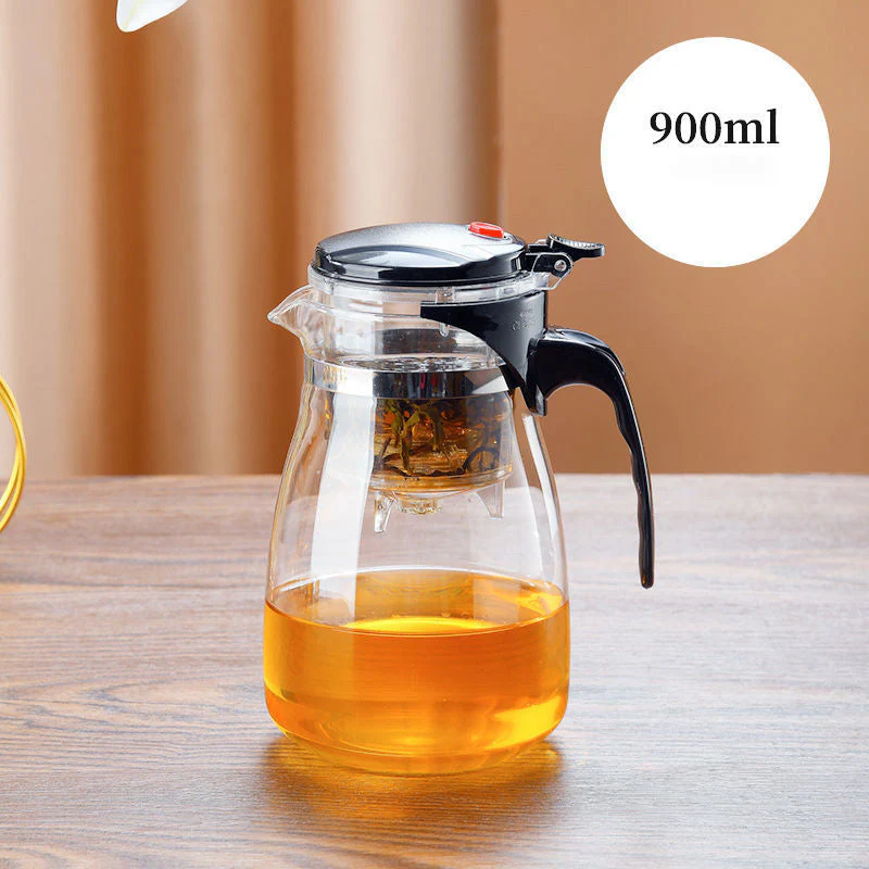 One-Click Glass Teapot with Removable Infuser Strainer - Image 12