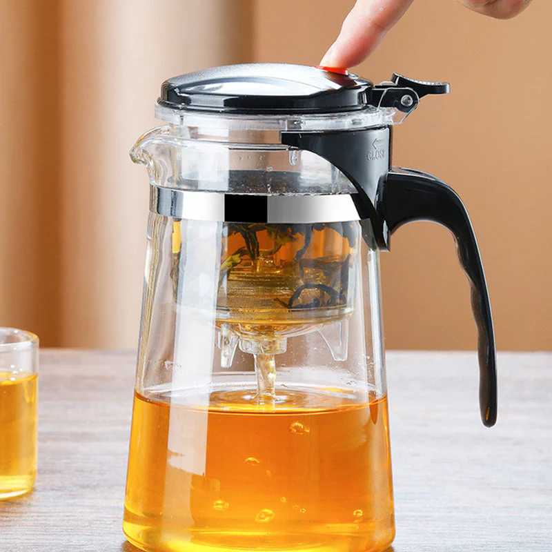One-Click Glass Teapot with Removable Infuser Strainer - Image 2