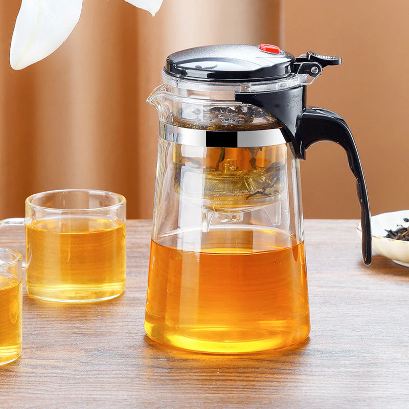 One-Click Glass Teapot with Removable Infuser Strainer - Image 3
