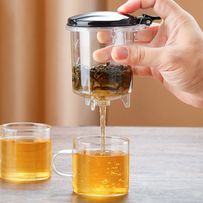 One-Click Glass Teapot with Removable Infuser Strainer - Image 6