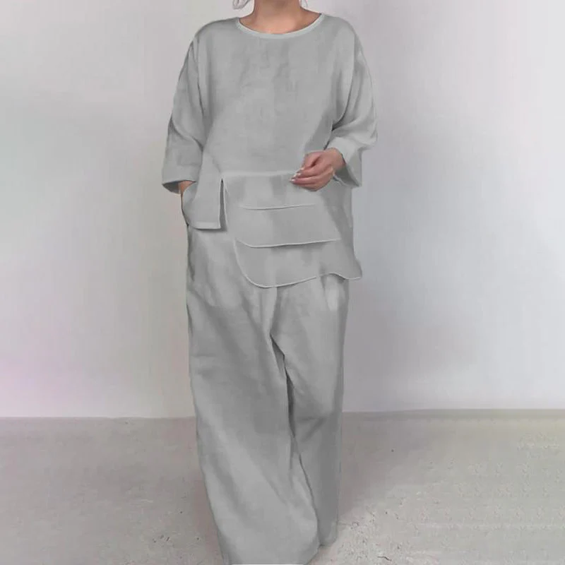 Women’s Casual Loose 2 Piece Outfits Satin Top & Pants - Image 3