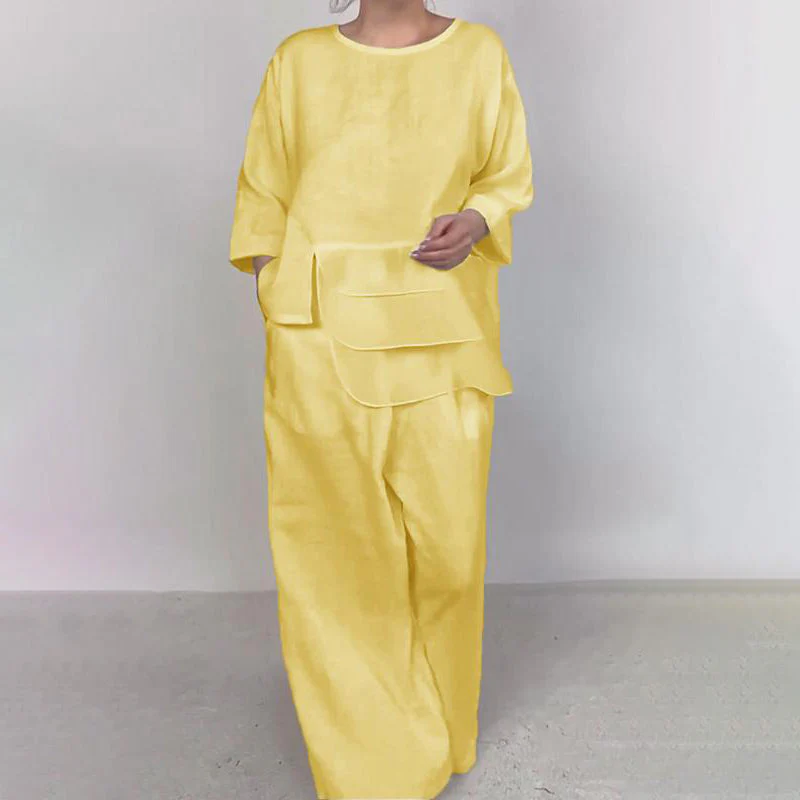 Women’s Casual Loose 2 Piece Outfits Satin Top & Pants - Image 6