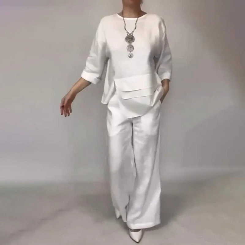 Women’s Casual Loose 2 Piece Outfits Satin Top & Pants - Image 8