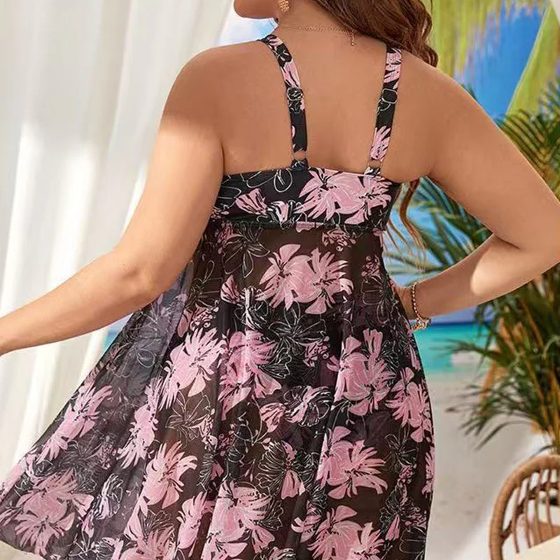 💃New Fashion Favorite 55% OFF🔥Plus Size Floral Printed Mesh Swimdress - Image 3