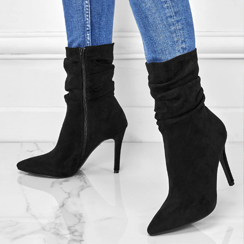 💖2025 Hot Sale💖Women's Pointed Toe High Heel Short Boots - Image 9